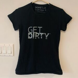 Dovetail Workwear Black Graphic T-shirt Women’s XS Small Get Dirty Cap Sleeve